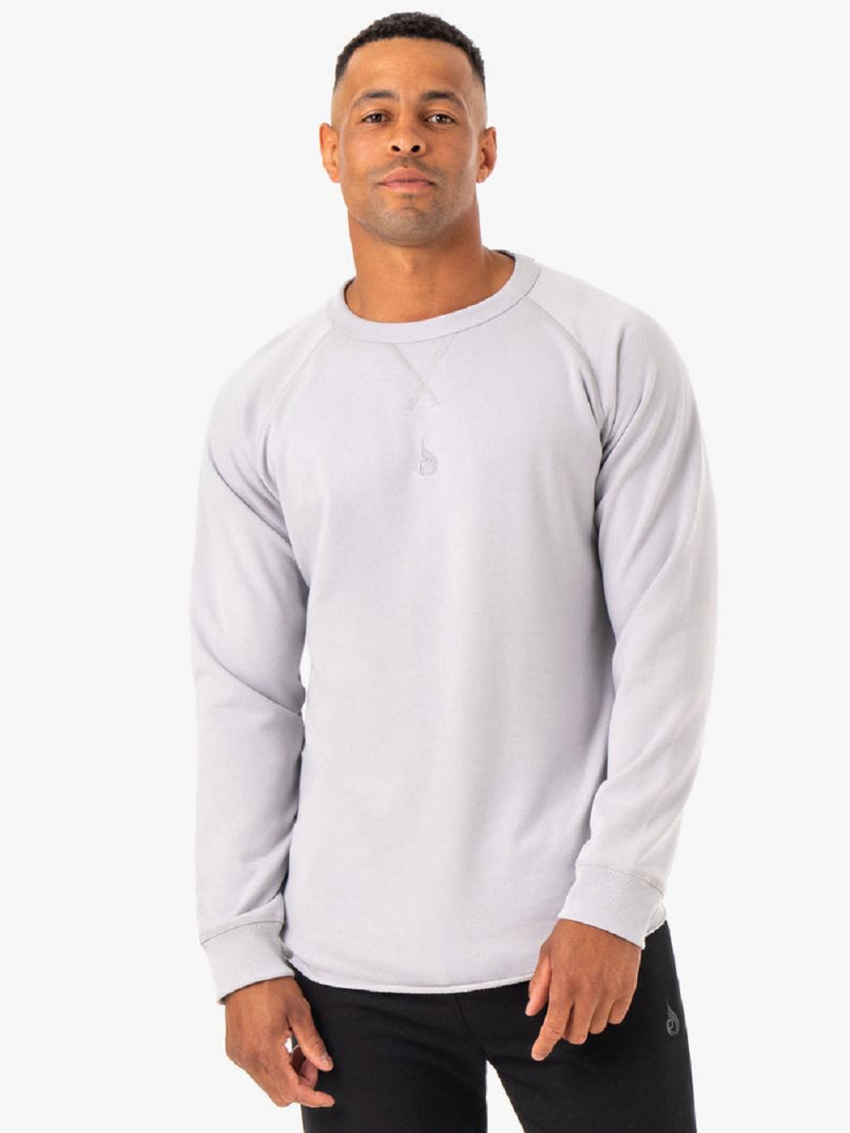 White / Grey Men's Ryderwear Restore Crew Neck Top | 87RW66766