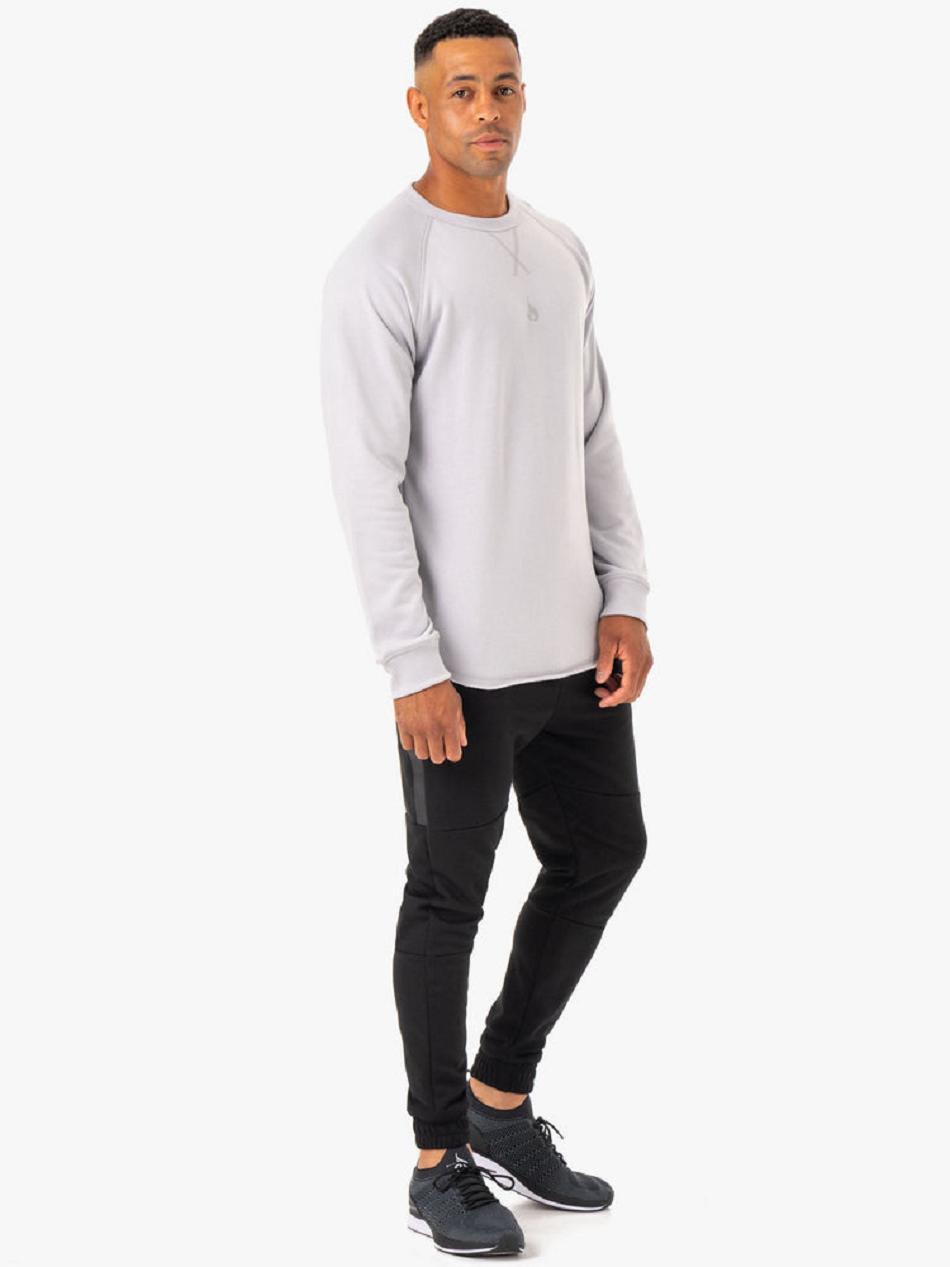 White / Grey Men's Ryderwear Restore Crew Neck Top | 87RW66766