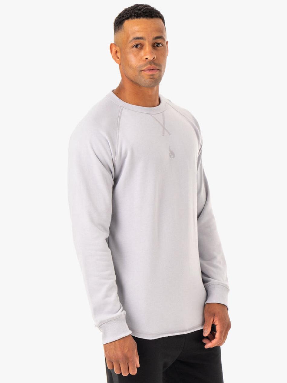 White / Grey Men\'s Ryderwear Restore Crew Neck Top | 87RW66766