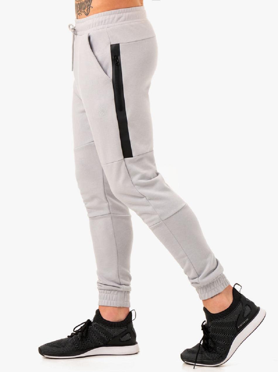 White / Grey Men's Ryderwear Restore Fleece Track Pants | 98YR62423