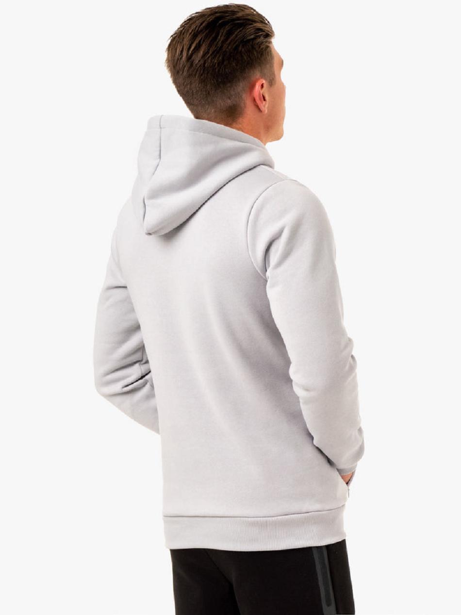 White / Grey Men's Ryderwear Restore Pullover Hoodie Top | 161DF67902