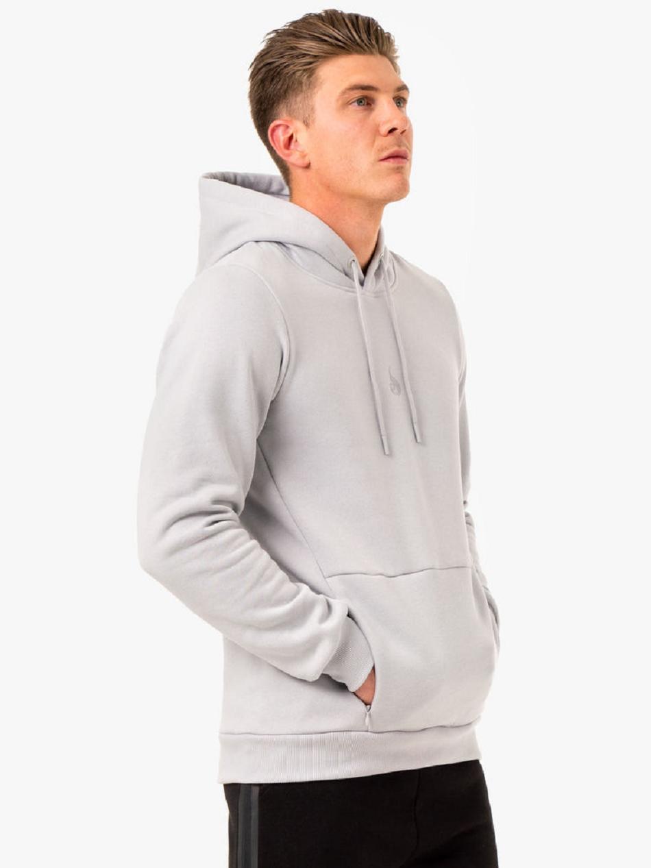 White / Grey Men's Ryderwear Restore Pullover Hoodie Top | 161DF67902