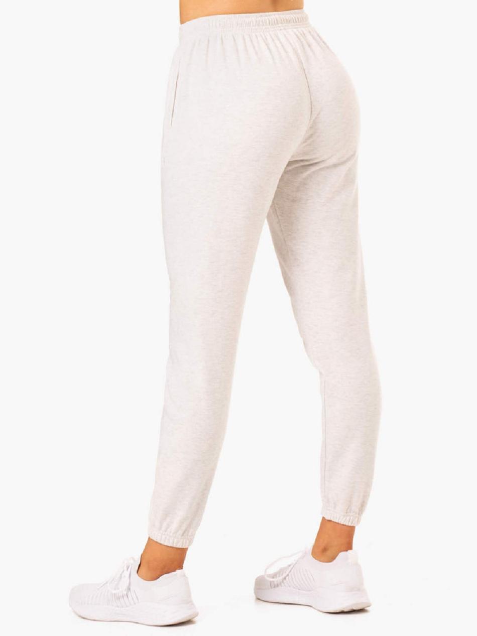 White / Grey Women's Ryderwear Off-Duty Fleece Track Pants Trackset | 6Y7652475