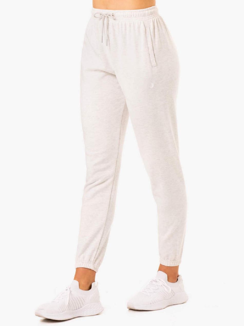 White / Grey Women's Ryderwear Off-Duty Fleece Track Pants Trackset | 6Y7652475