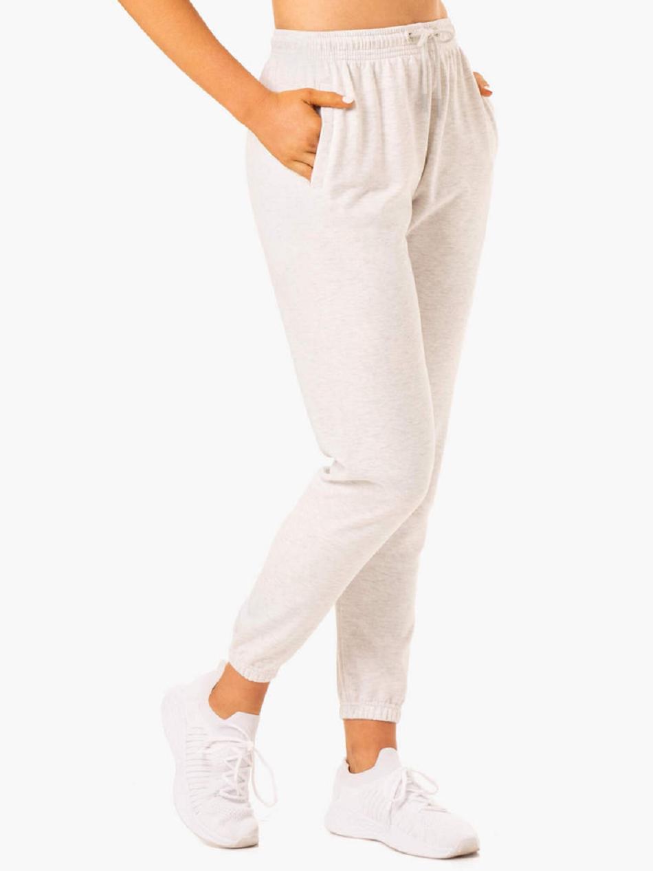 White / Grey Women's Ryderwear Off-Duty Fleece Track Pants Trackset | 6Y7652475