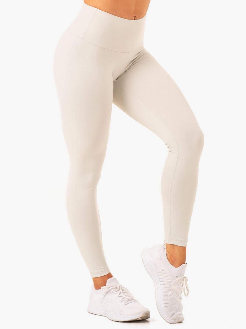 White / Grey Women's Ryderwear Vital High Waisted Leggings Scrunch Bum | 48YR18100