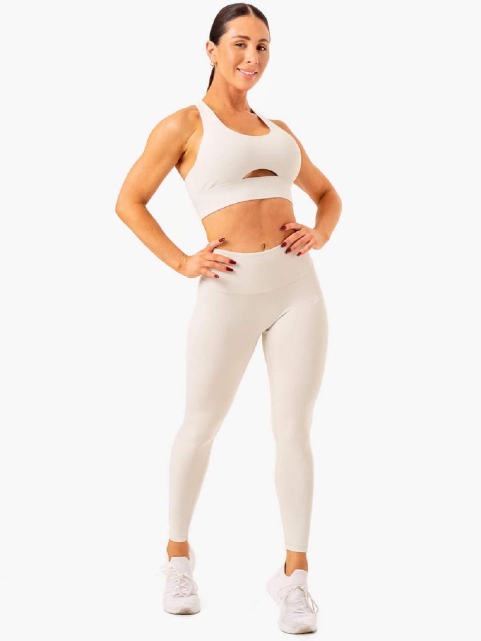 White / Grey Women's Ryderwear Vital High Waisted Leggings Scrunch Bum | 48YR18100