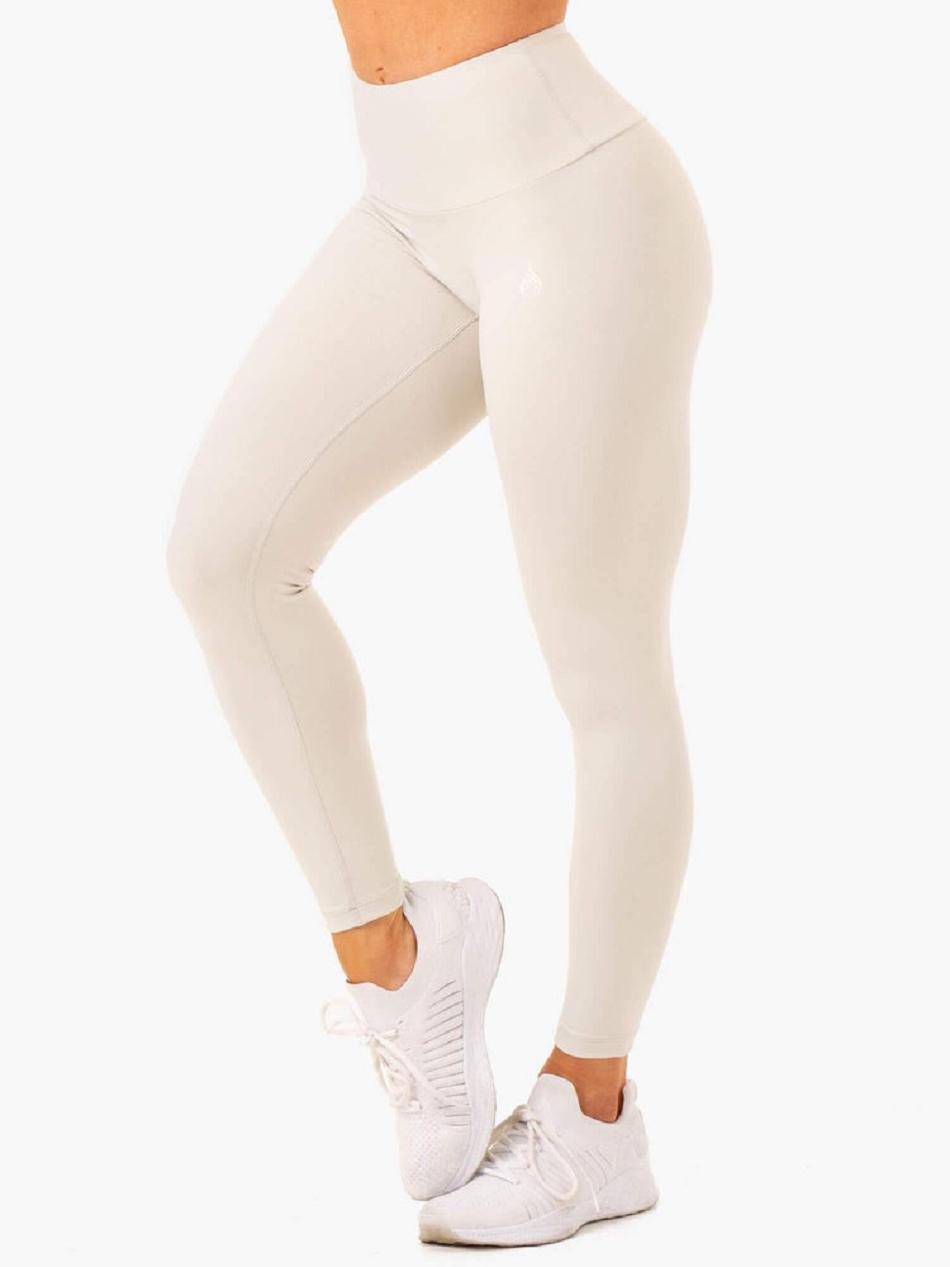 White / Grey Women\'s Ryderwear Vital High Waisted Leggings Scrunch Bum | 48YR18100