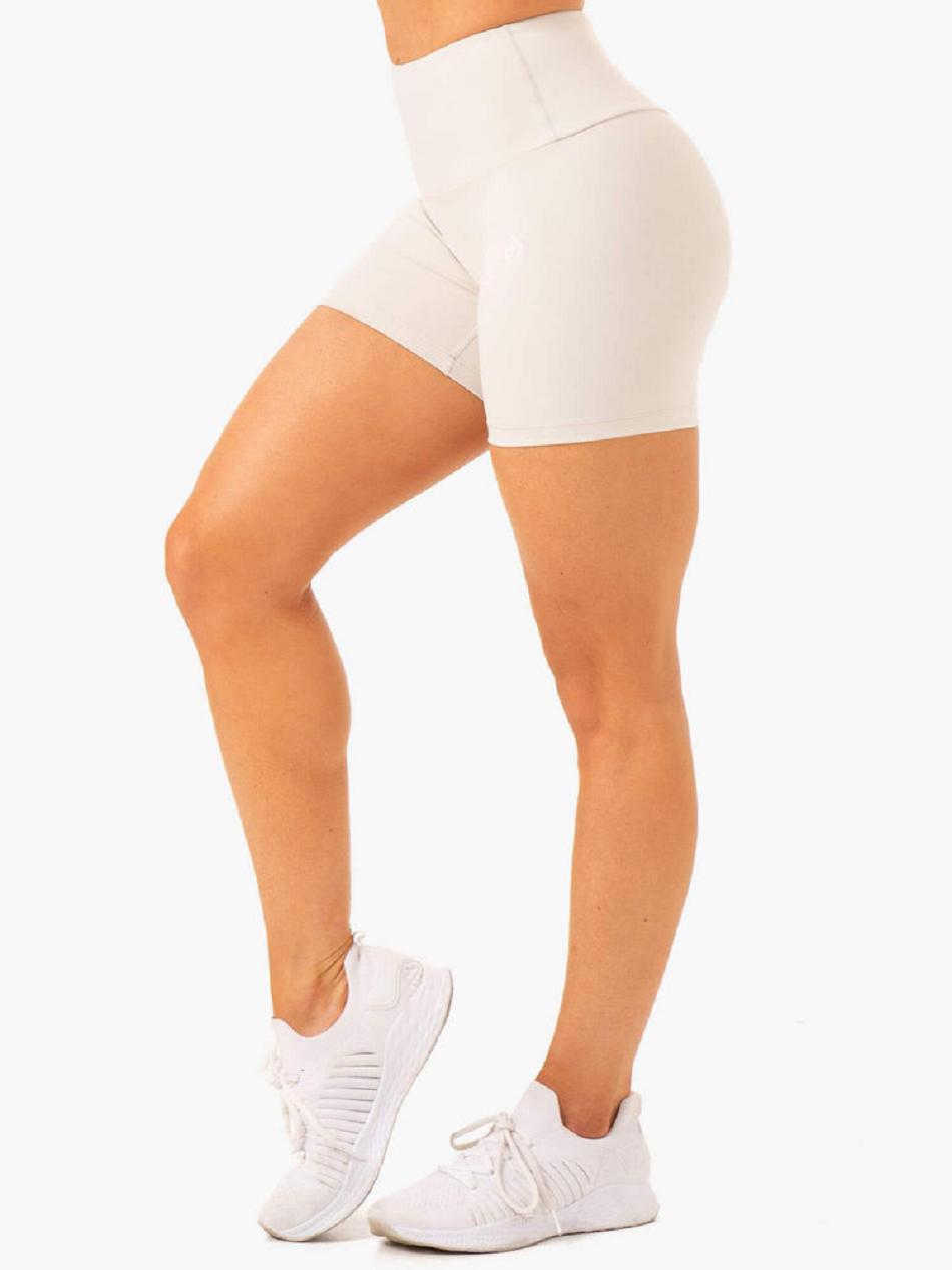 White / Grey Women's Ryderwear Vital Mid Length Shorts Scrunch Bum | 117DF56563