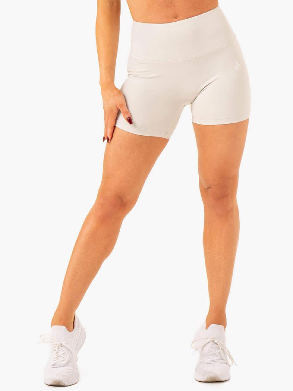 White / Grey Women\'s Ryderwear Vital Mid Length Shorts Scrunch Bum | 117DF56563