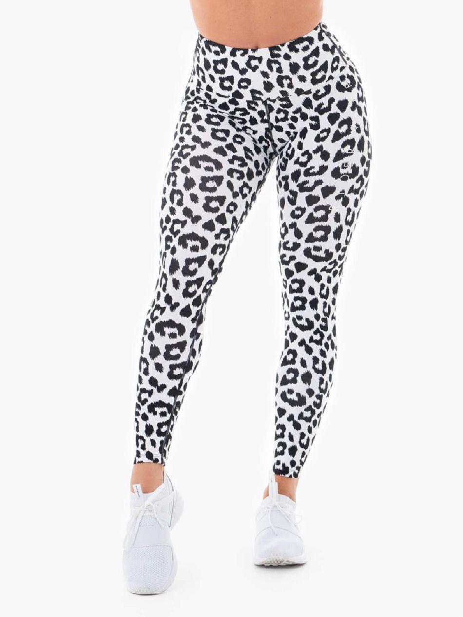 White / Leopard Women\'s Ryderwear Instincts Scrunch Bum Leggings | DF3637431