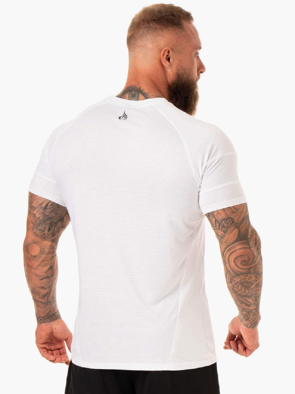 White Men's Ryderwear Action Mesh T-Shirt Top | MT8544851