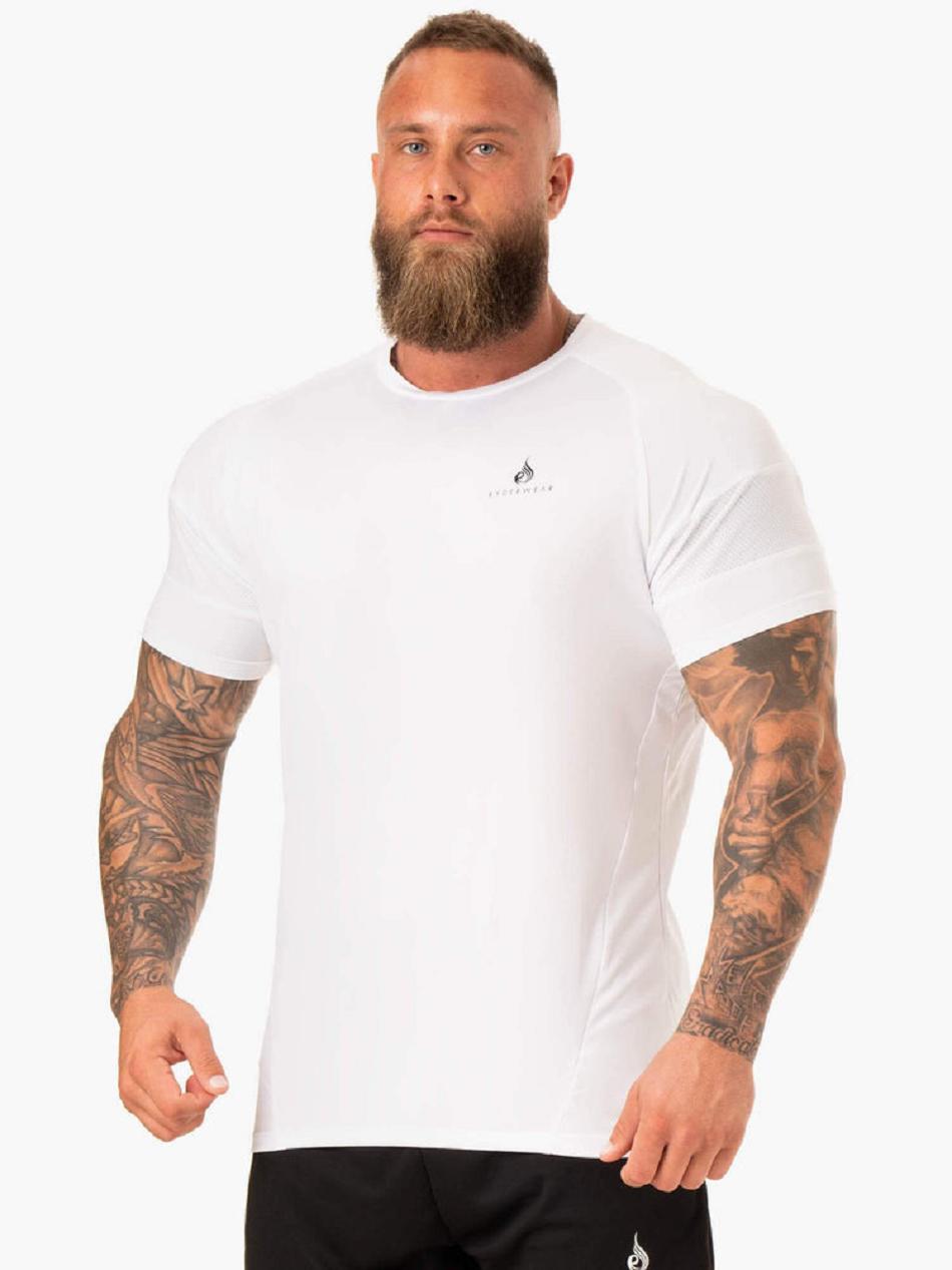 White Men\'s Ryderwear Action Mesh T-Shirt Top | MT8544851