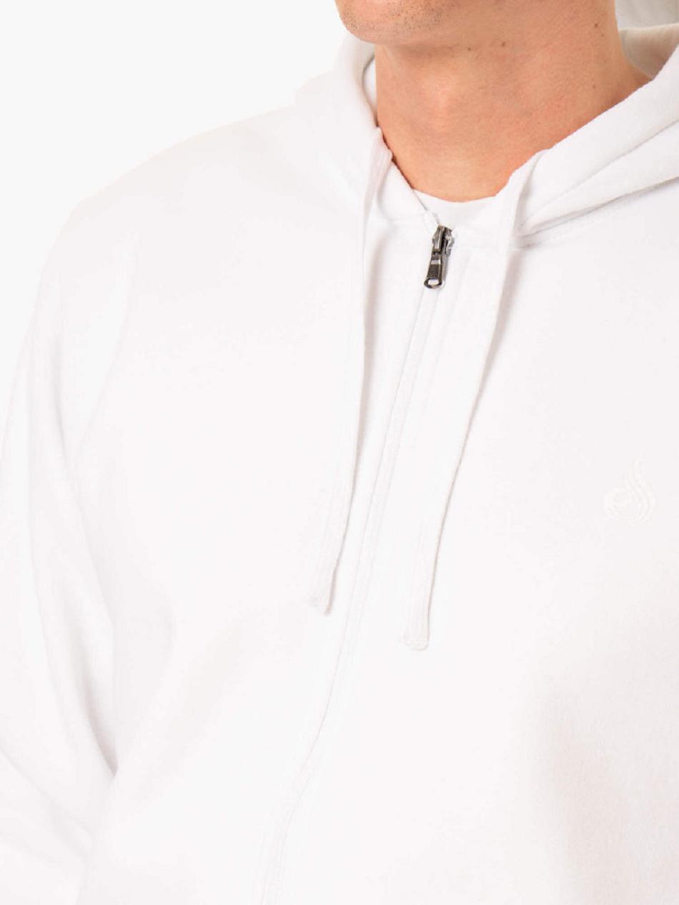 White Men's Ryderwear Essential Zip Up Hoodie | HR9045970