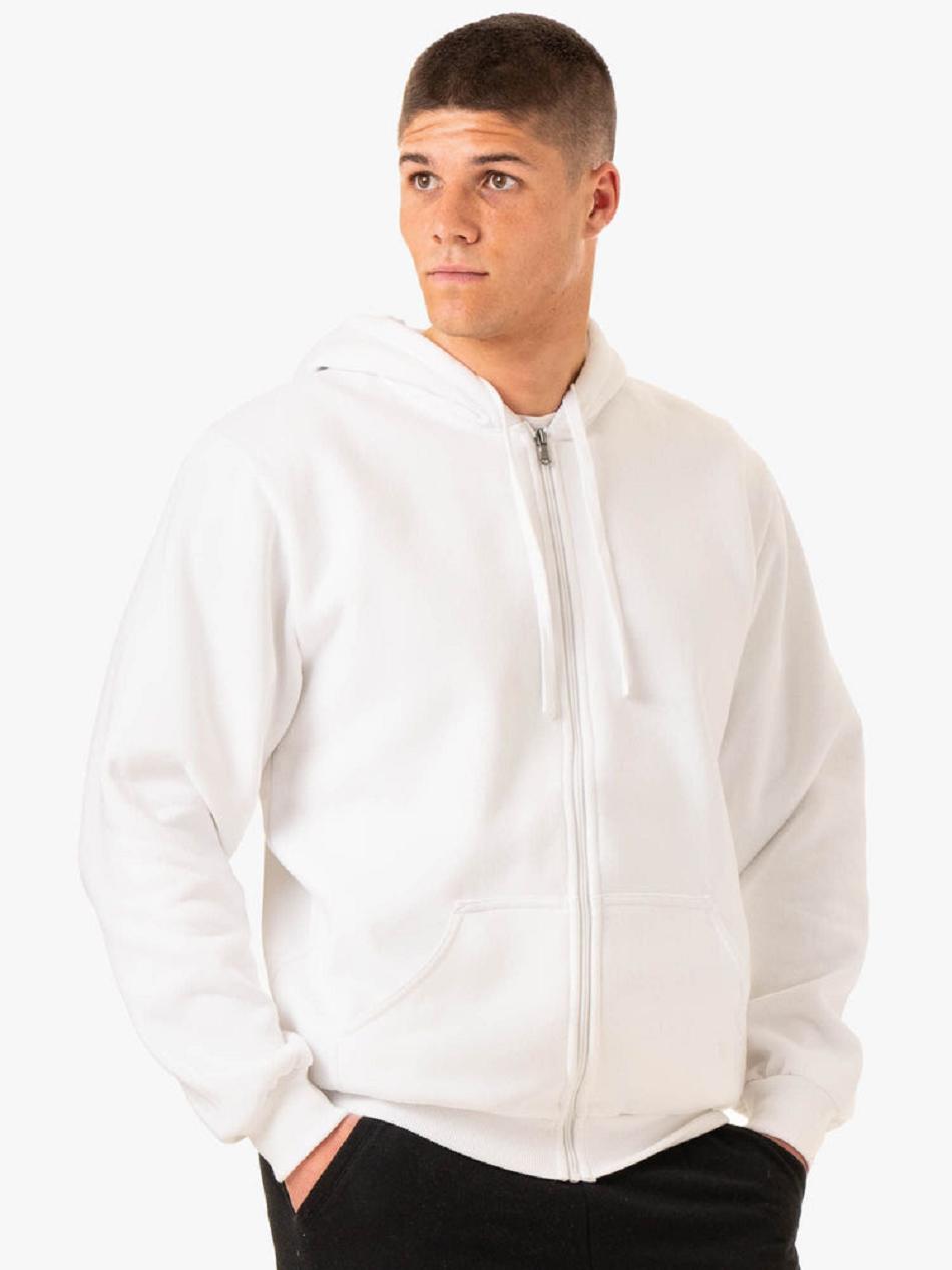 White Men\'s Ryderwear Essential Zip Up Jackets | 67U9025548