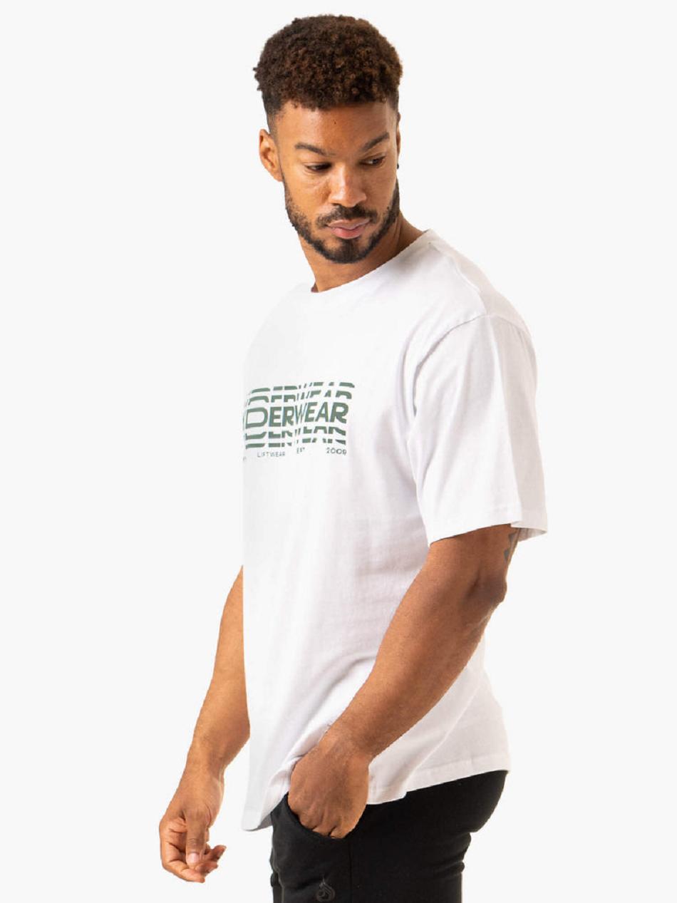 White Men's Ryderwear Graphic Oversized T-shirt | GB8295583