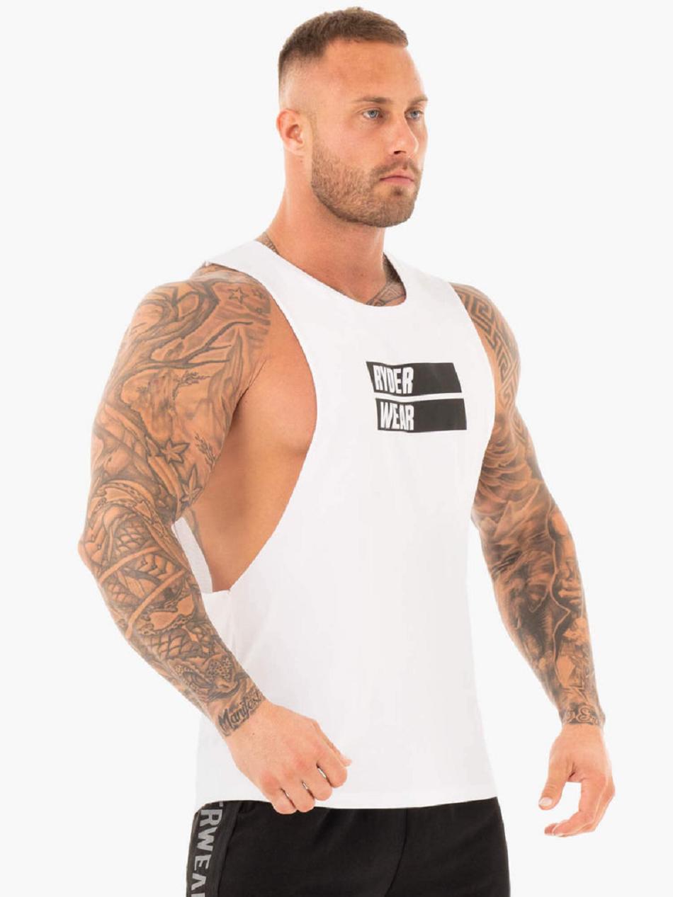 White Men's Ryderwear Iron Baller Tank Top | G2T72970