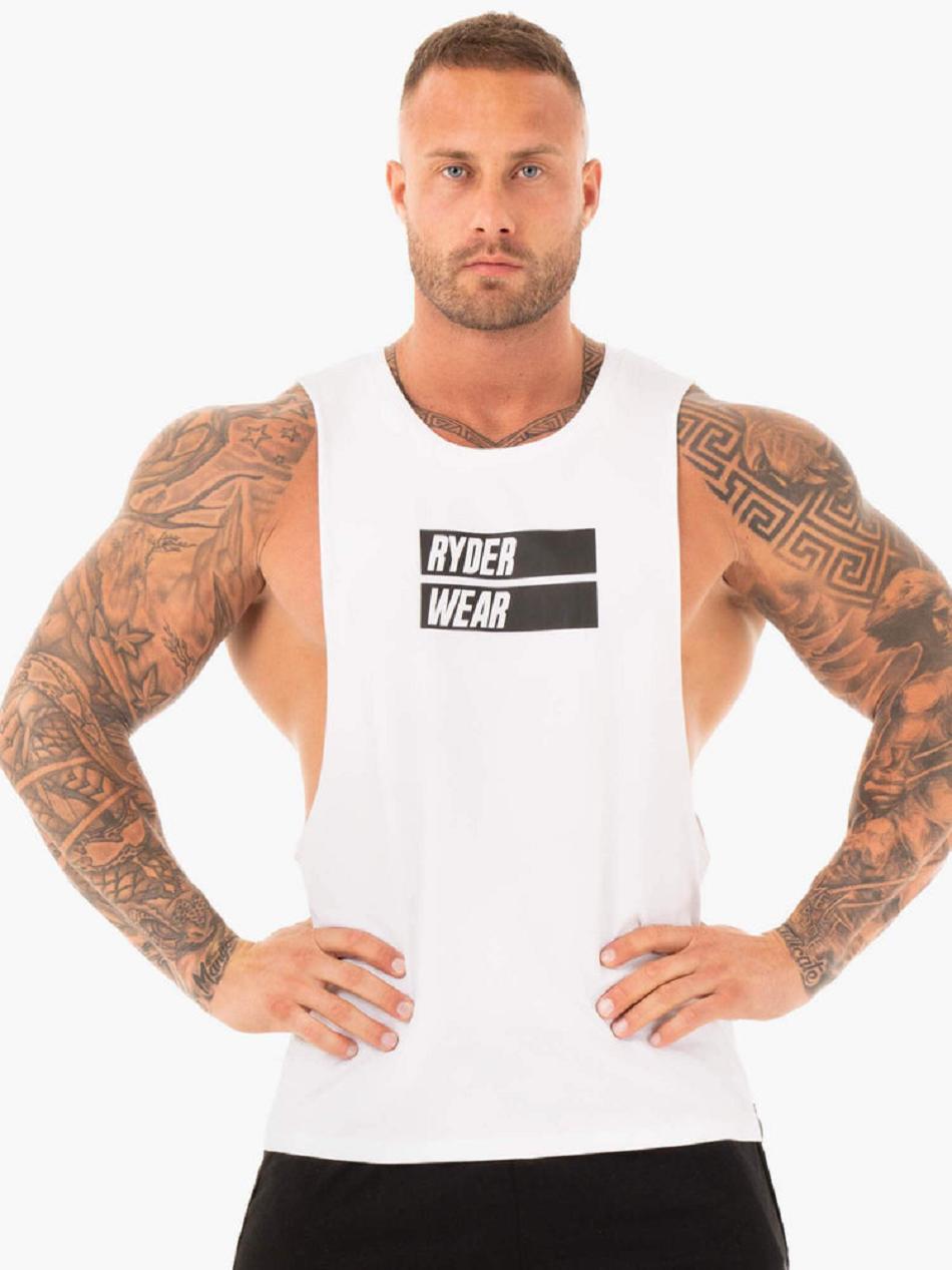 White Men\'s Ryderwear Iron Baller Tank Top | G2T72970