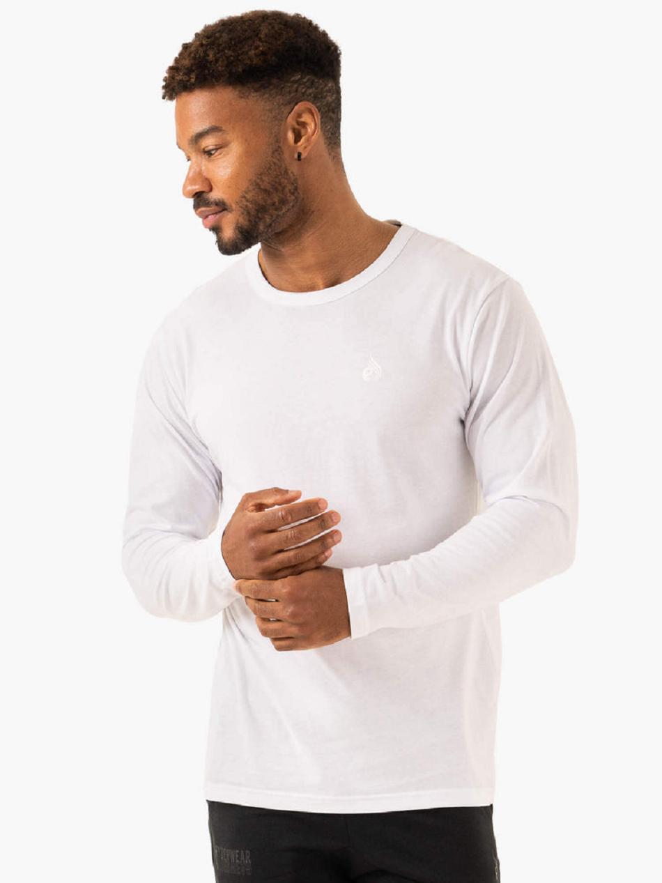 White Men's Ryderwear Lift Long Sleeve T-Shirt Top | 6D8726601