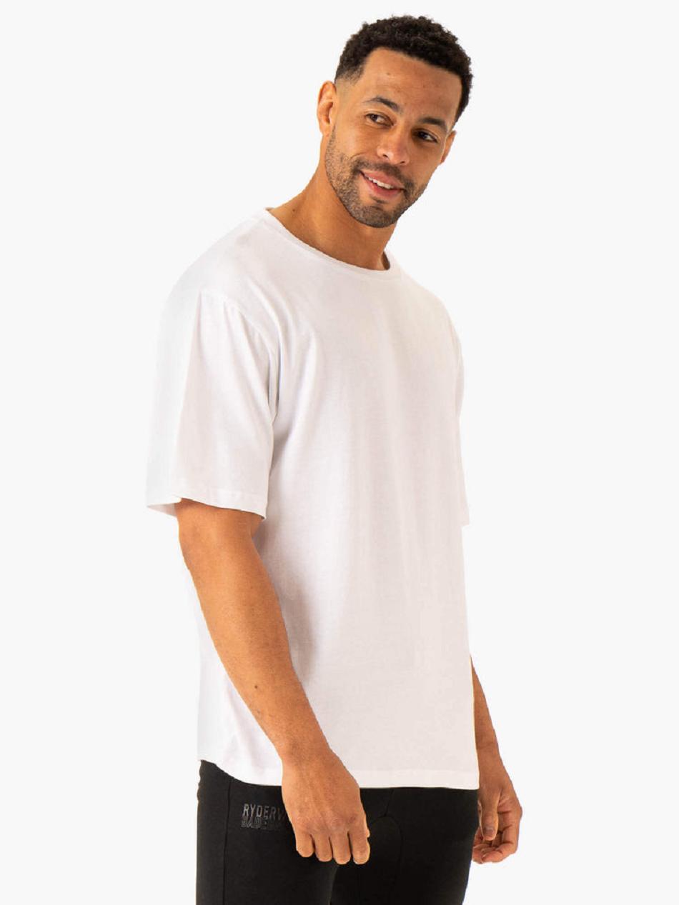 White Men's Ryderwear Lift Oversized Unisex T-Shirt Top | G5B73891