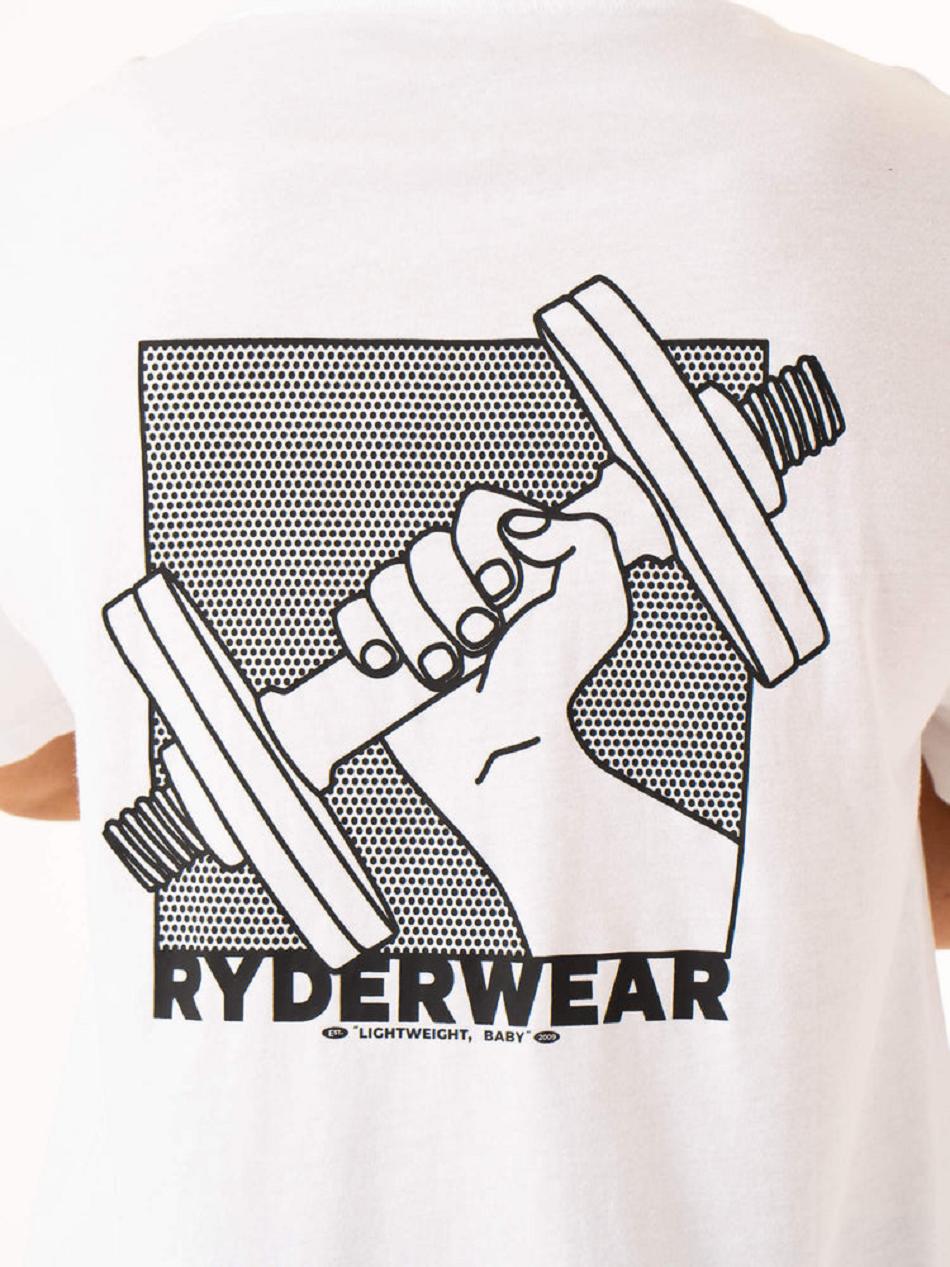 White Men's Ryderwear Lift Oversized Unisex T-Shirt Top | G5B73891