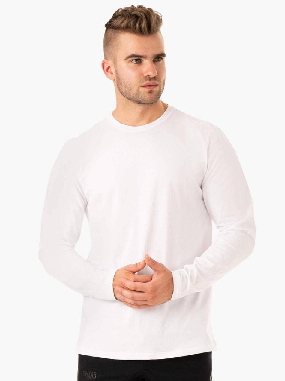 White Men's Ryderwear Limitless Long Sleeve T-Shirt Active Lounge | 5G9212169