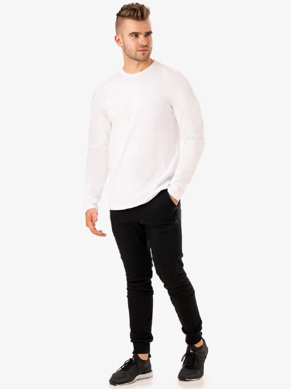 White Men's Ryderwear Limitless Long Sleeve T-Shirt Active Lounge | 5G9212169