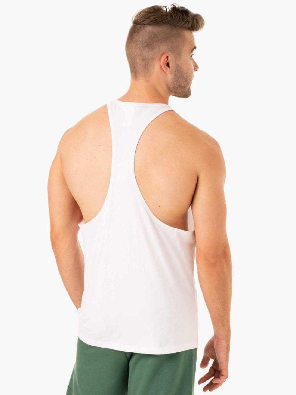 White Men's Ryderwear Limitless Stringer T-Back Tanks | 83SB30651