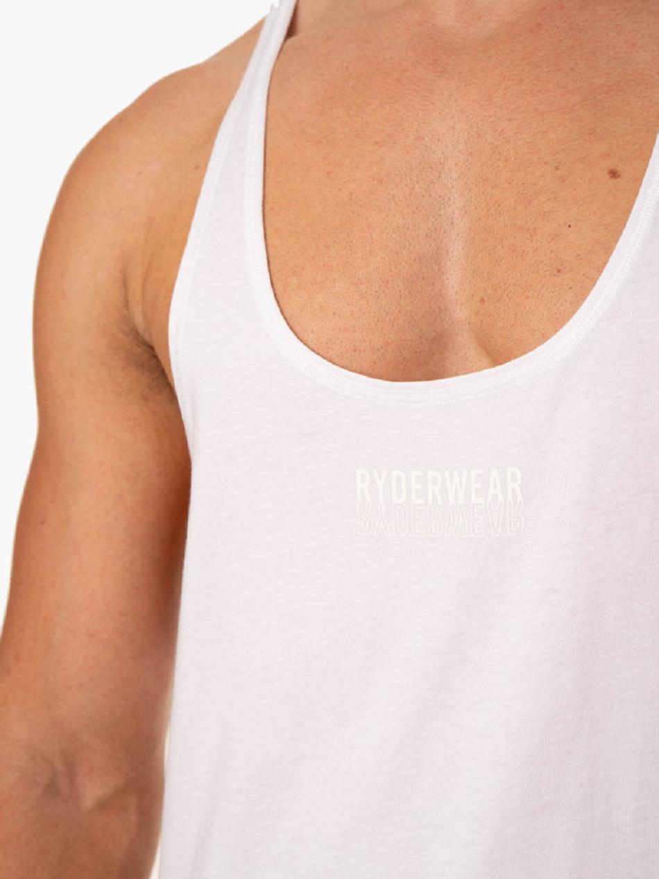 White Men's Ryderwear Limitless Stringer T-Back Tanks | 83SB30651