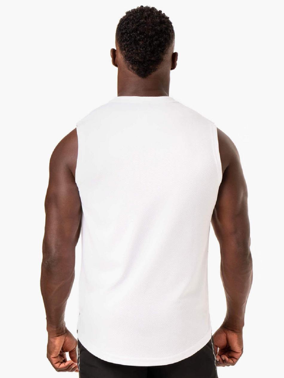 White Men's Ryderwear Reflex Mesh Baller Tank Top | 85FE58586