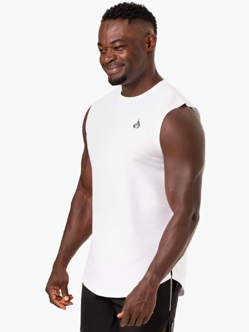 White Men's Ryderwear Reflex Mesh Baller Tank Top | 85FE58586