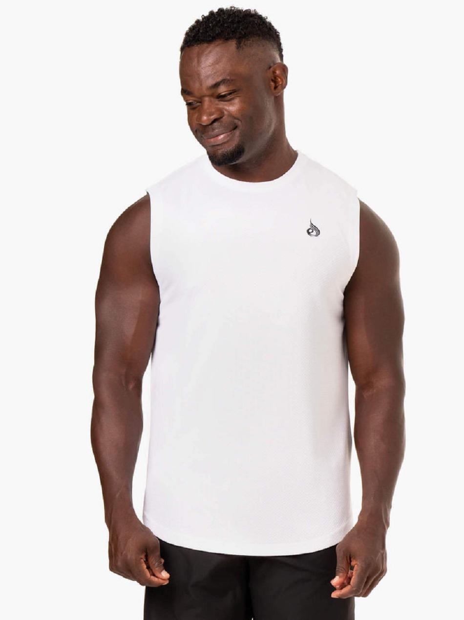 White Men\'s Ryderwear Reflex Mesh Baller Tank Top | 85FE58586