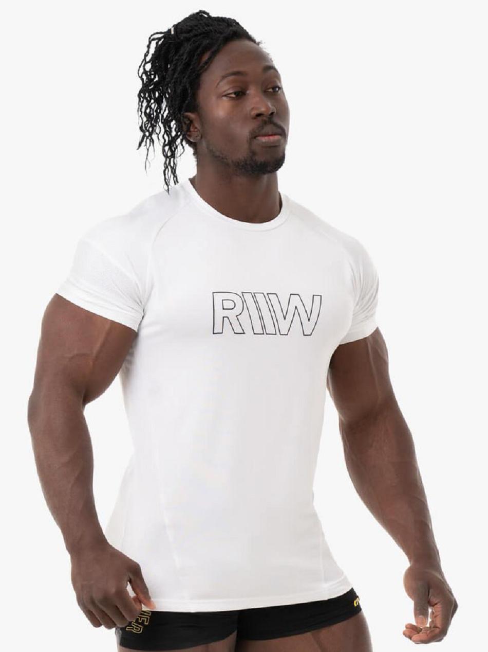 White Men's Ryderwear Shield T-Shirt Top | 84RT87188