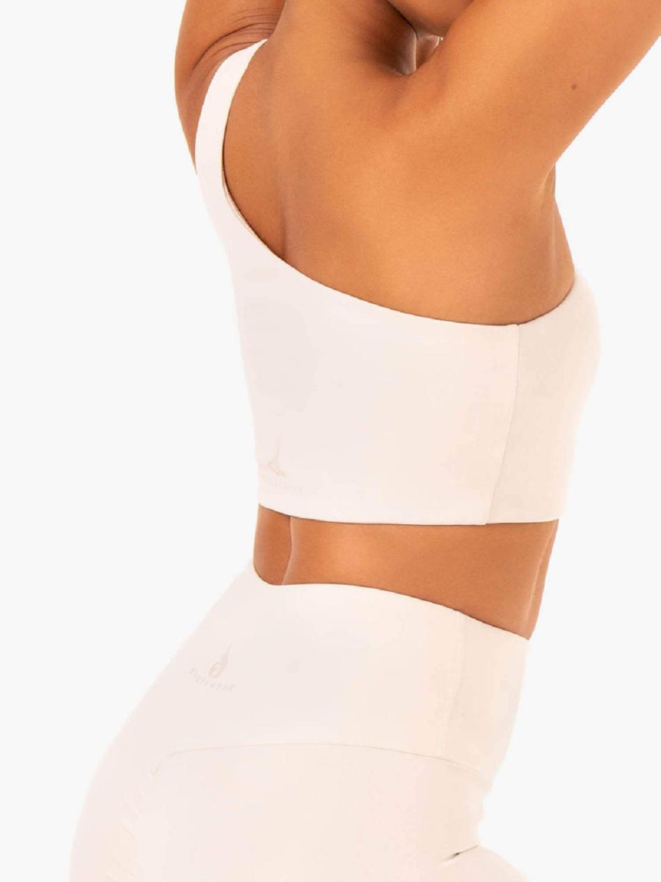 White Women's Ryderwear Adapt One Shoulder Sports Bras | BG5441398