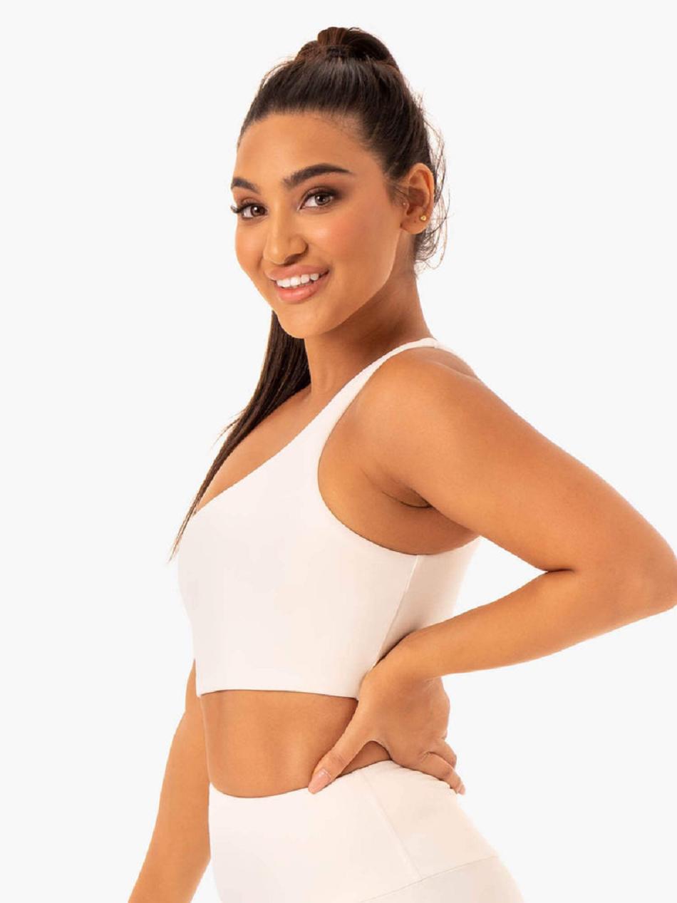 White Women's Ryderwear Adapt One Shoulder Sports Bras | BG5441398