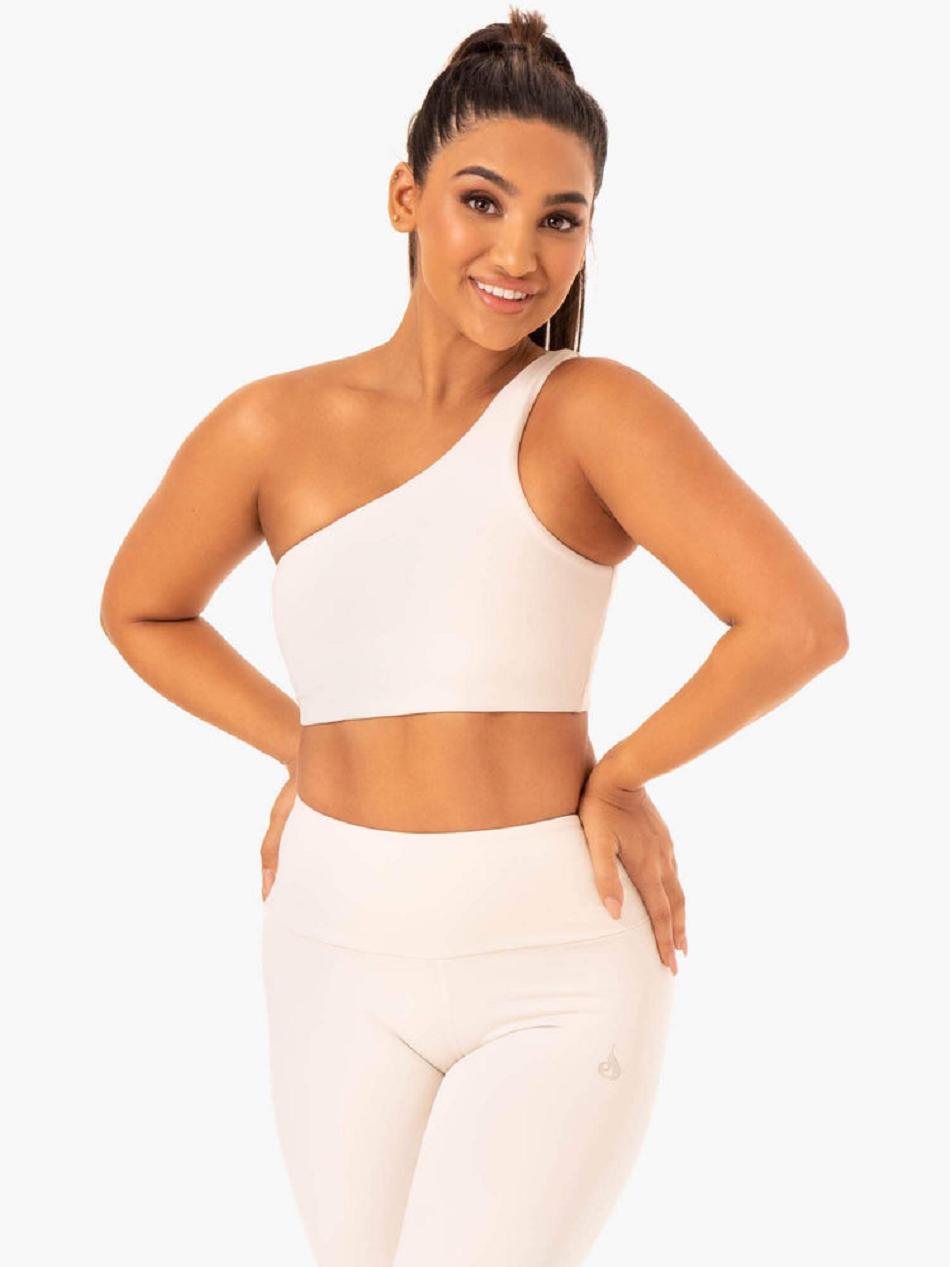 White Women\'s Ryderwear Adapt One Shoulder Sports Bras | BG5441398