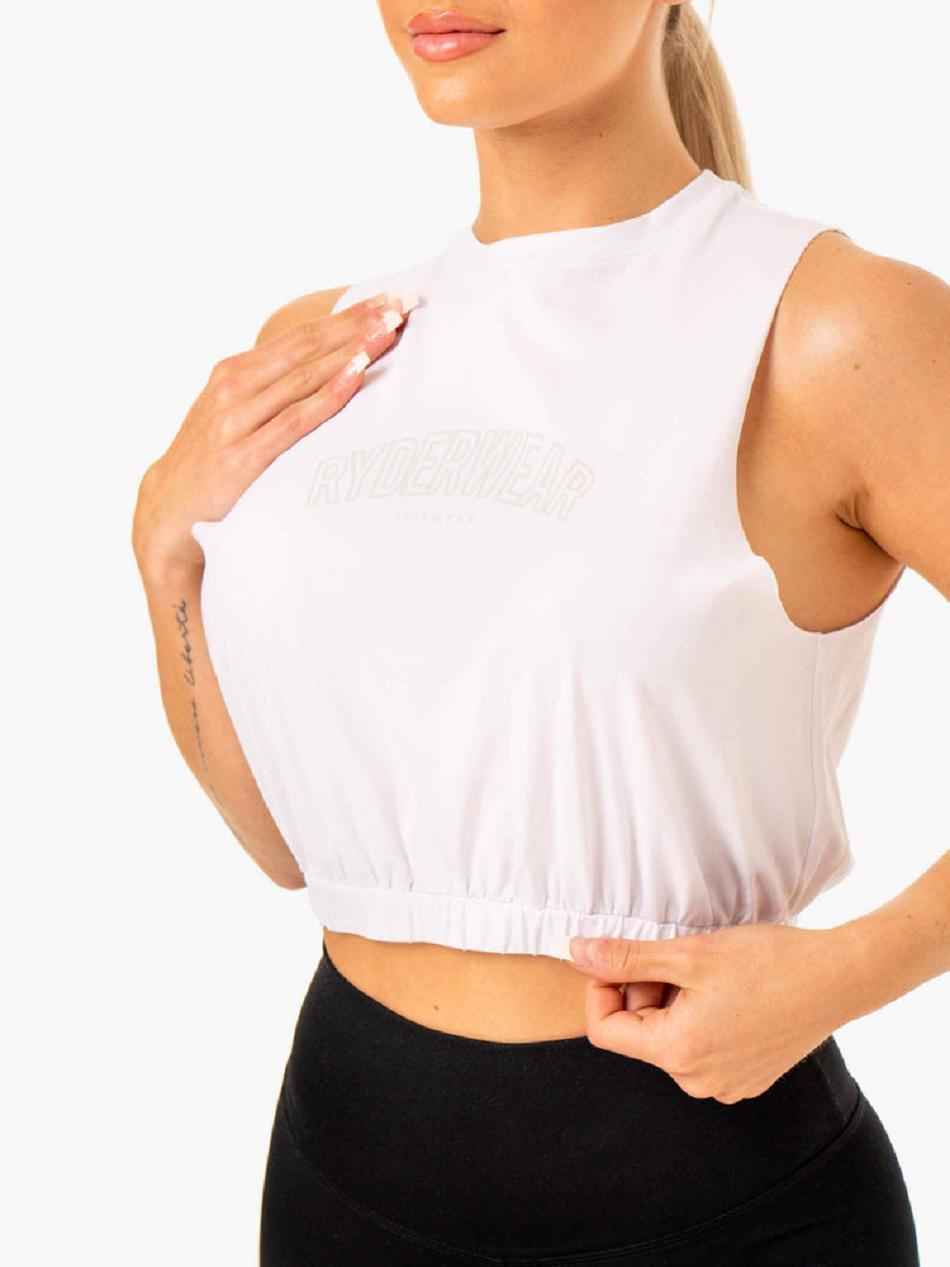 White Women's Ryderwear Boxer Muscle Tanks | NG6643519