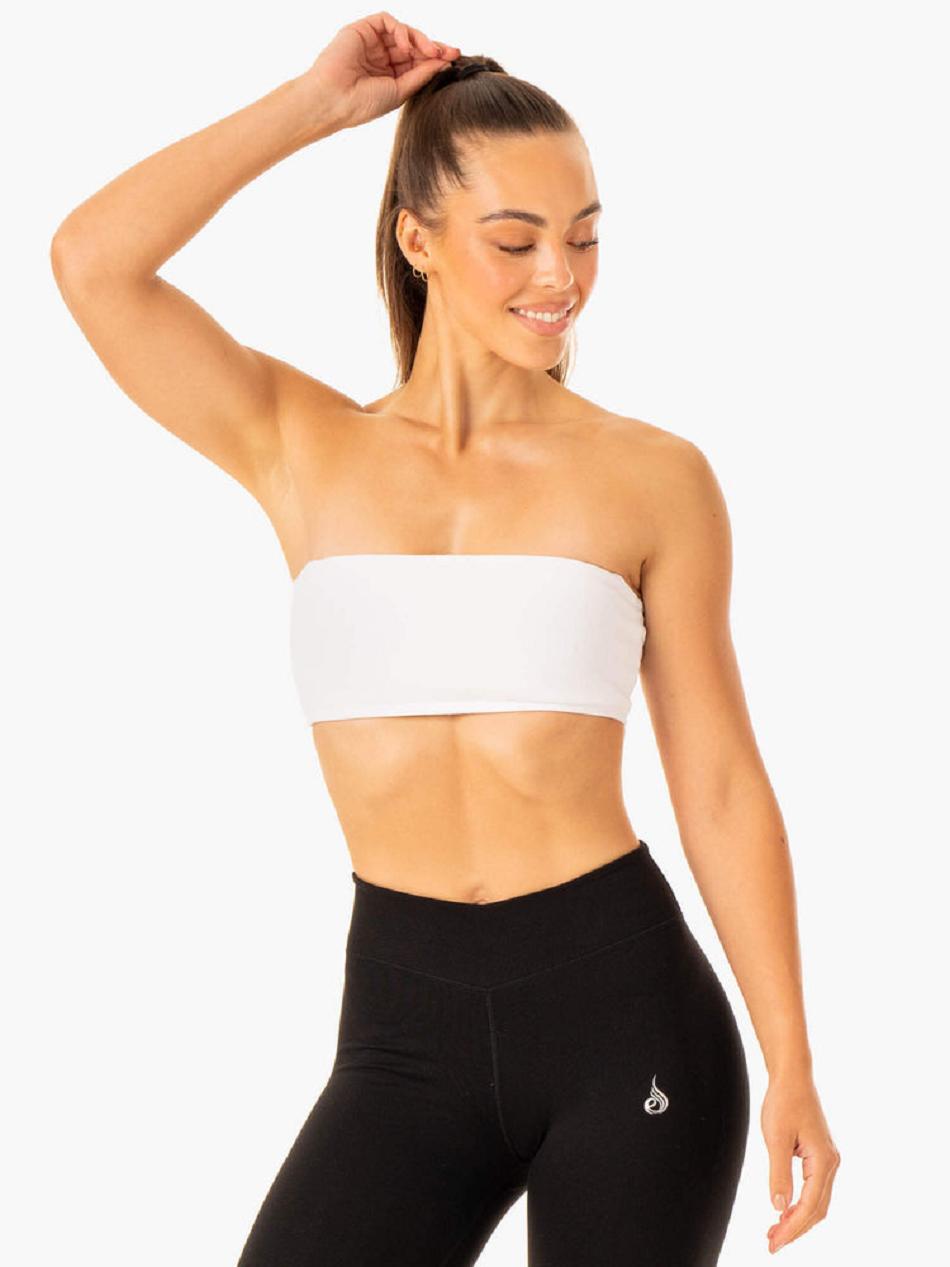 White Women's Ryderwear Convertible Bandeau Sports Bras | G2T43820