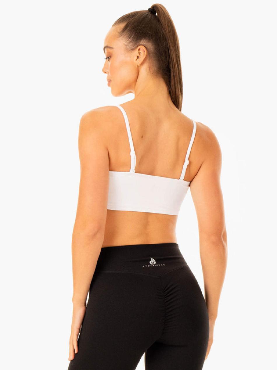 White Women's Ryderwear Convertible Bandeau Sports Bras | G2T43820