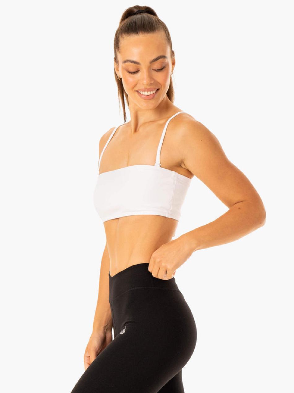 White Women's Ryderwear Convertible Bandeau Sports Bras | G2T43820