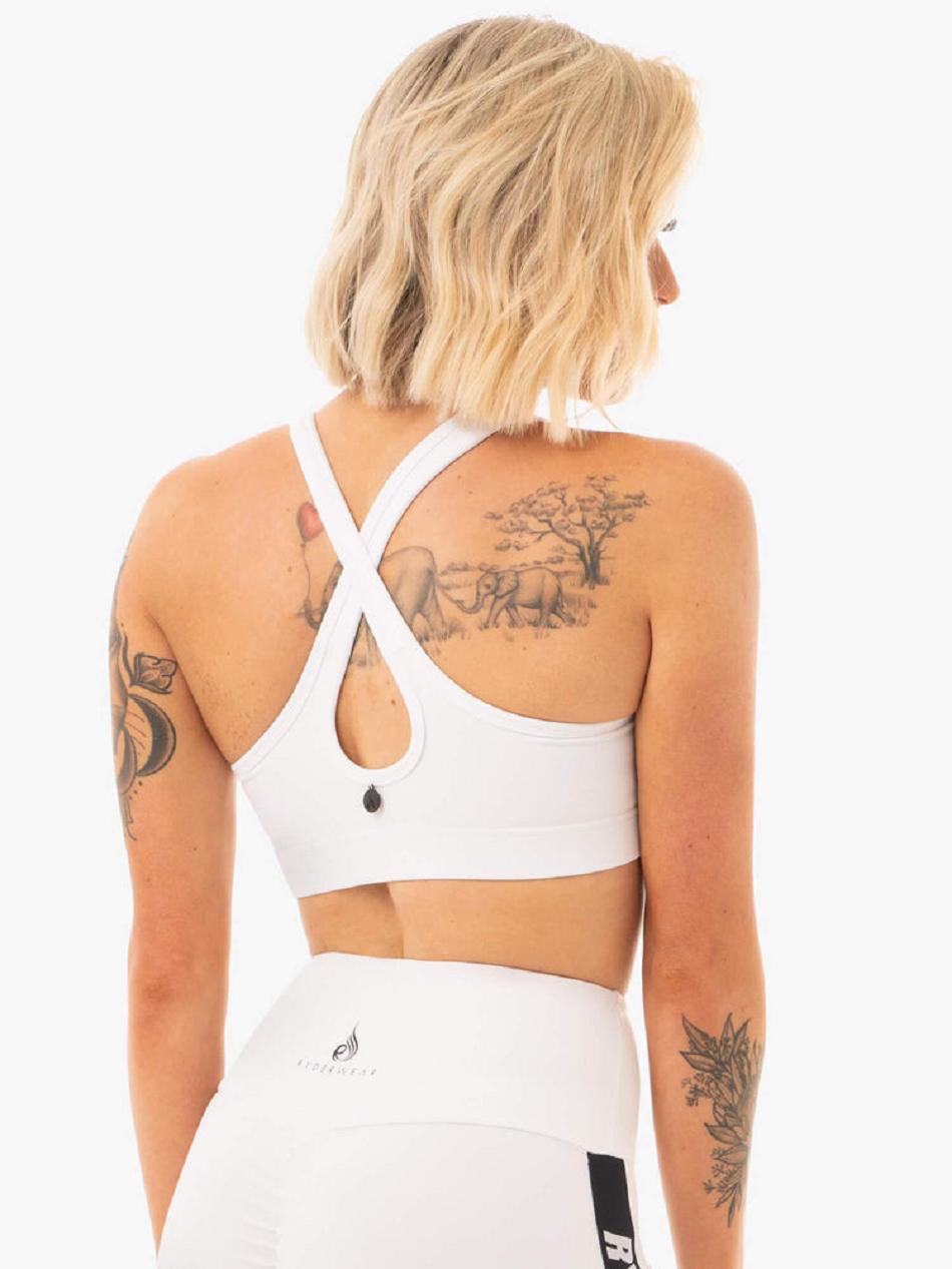 White Women's Ryderwear Courtside Sports Bras | NG5367424