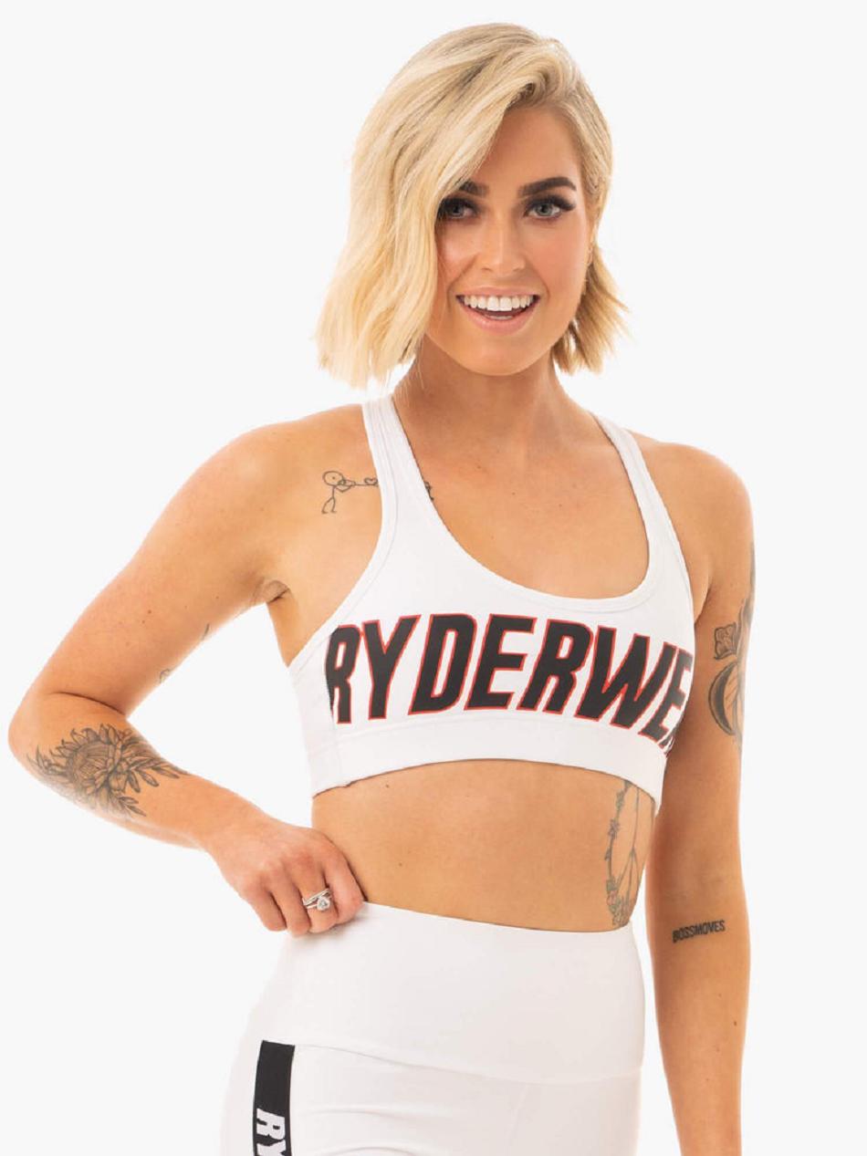 White Women's Ryderwear Courtside Sports Bras | NG5367424