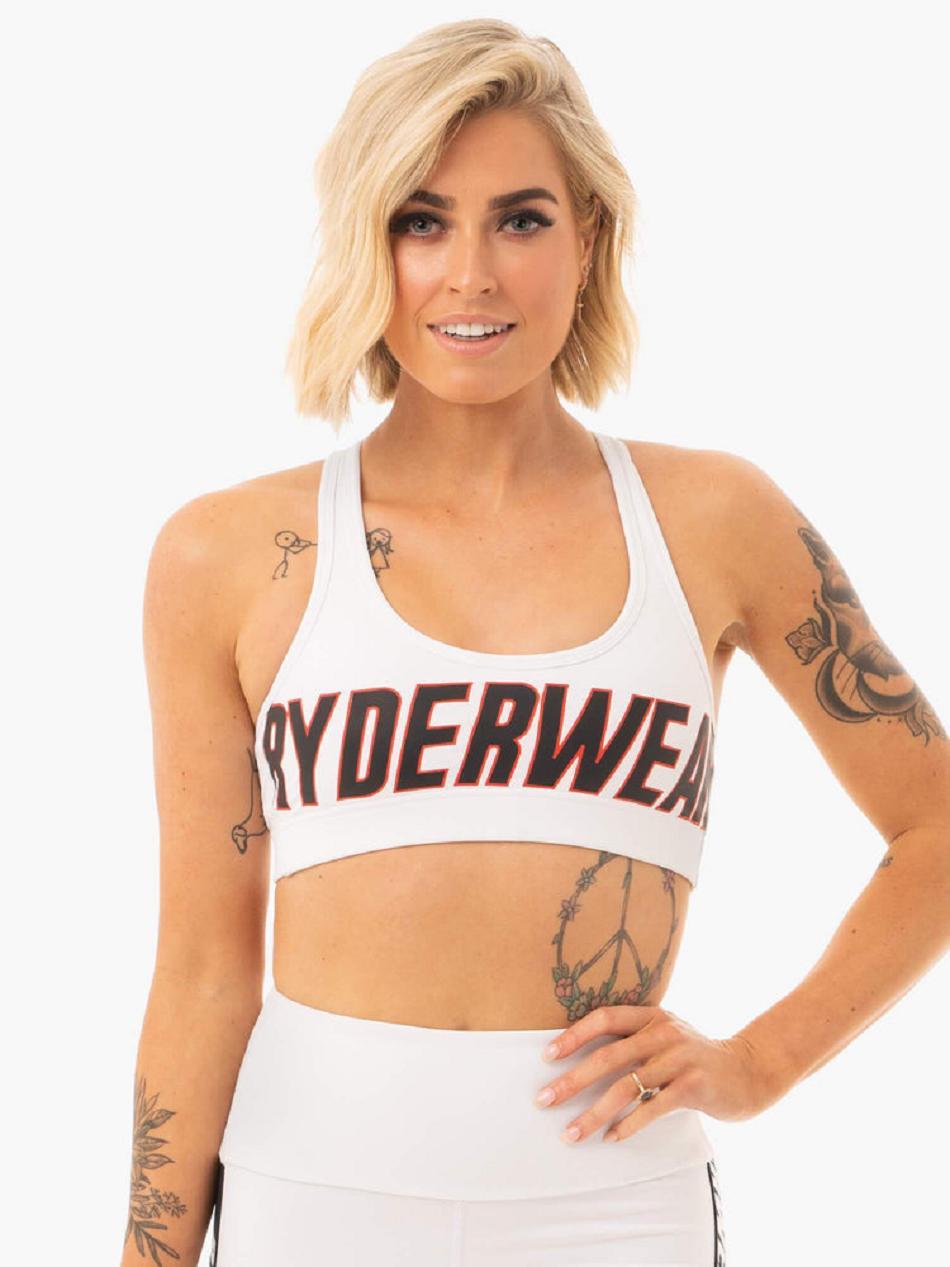 White Women\'s Ryderwear Courtside Sports Bras | NG5367424