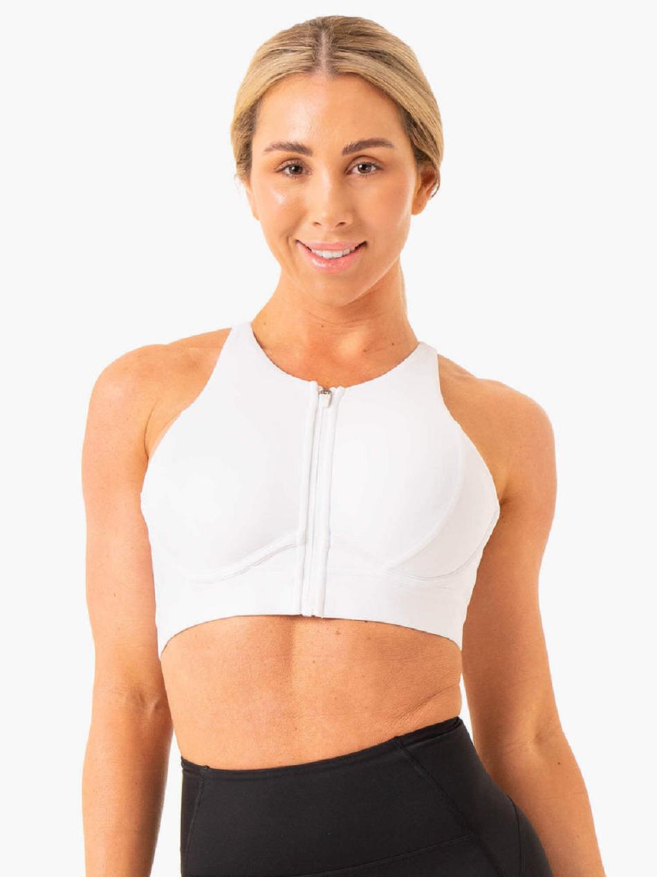 White Women's Ryderwear Critical High Impact Sports Bras | 54ES44415