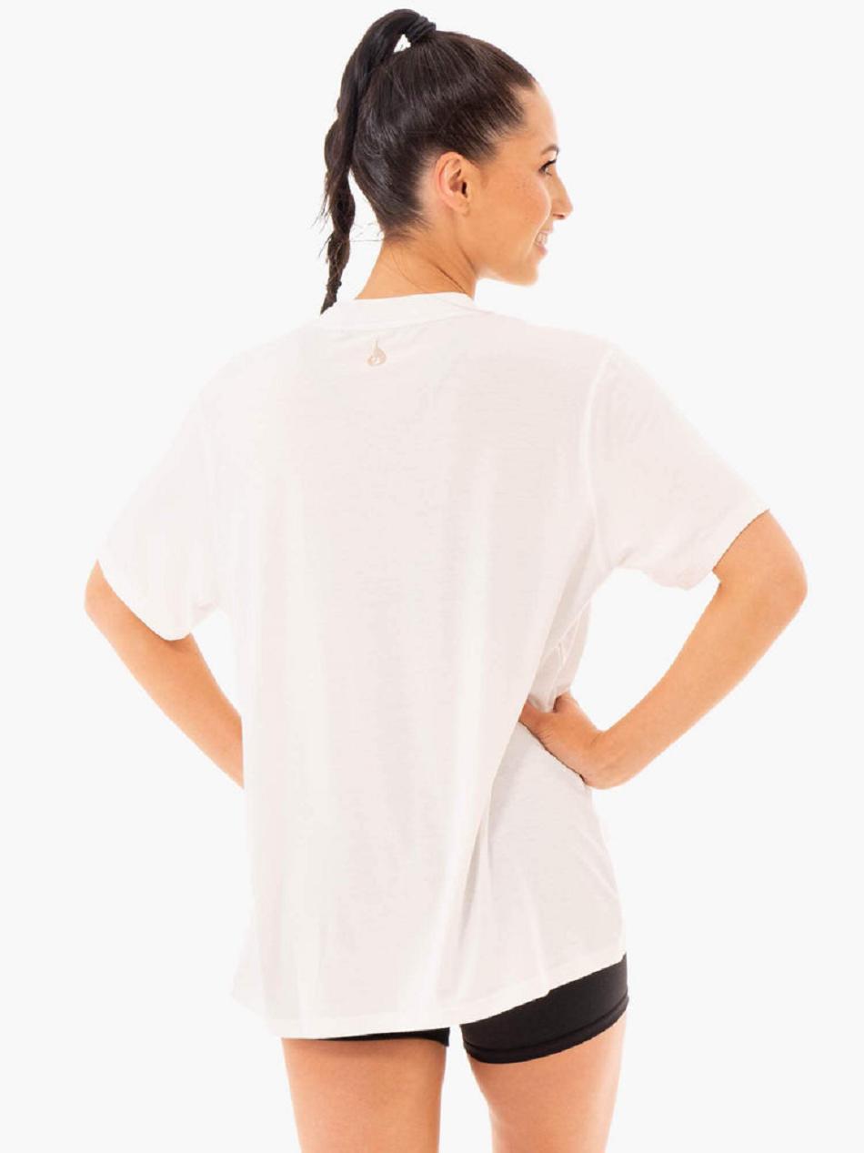 White Women's Ryderwear Define Long Line T-Shirt Top | SF5995582