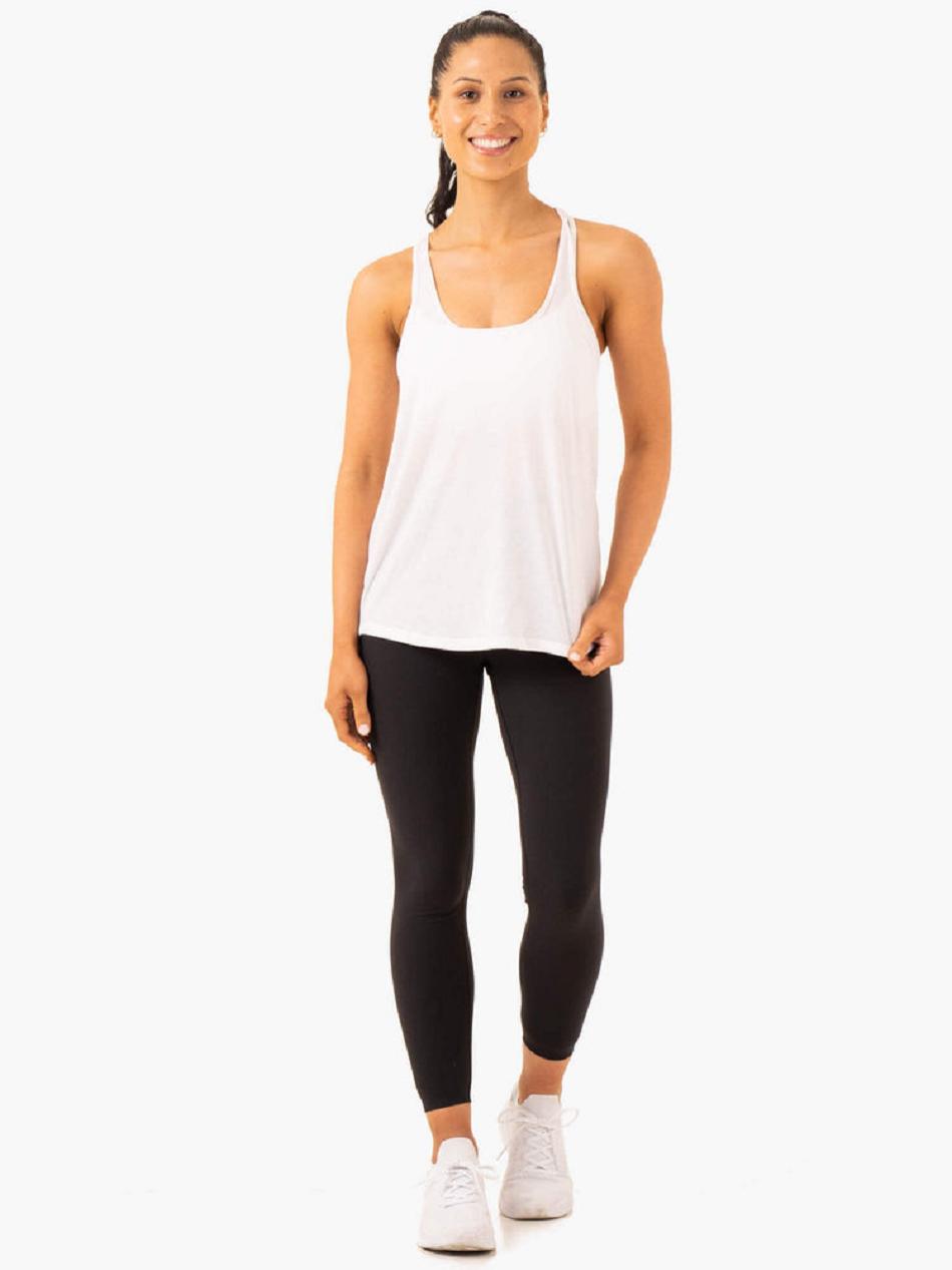 White Women's Ryderwear Ease Relaxed Tank Top | 65RW64051