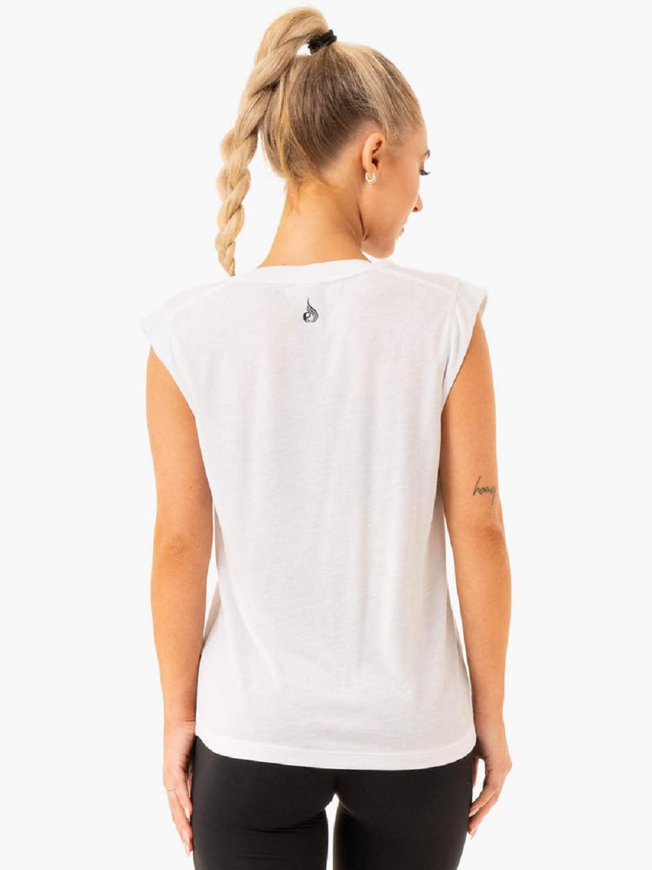 White Women's Ryderwear Element Wide Cut Tank Top | HY6612063