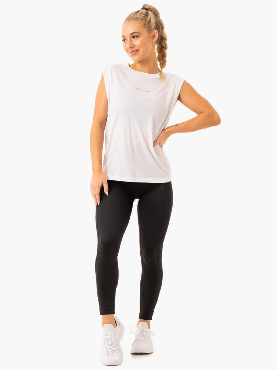 White Women's Ryderwear Element Wide Cut Tank Top | HY6612063