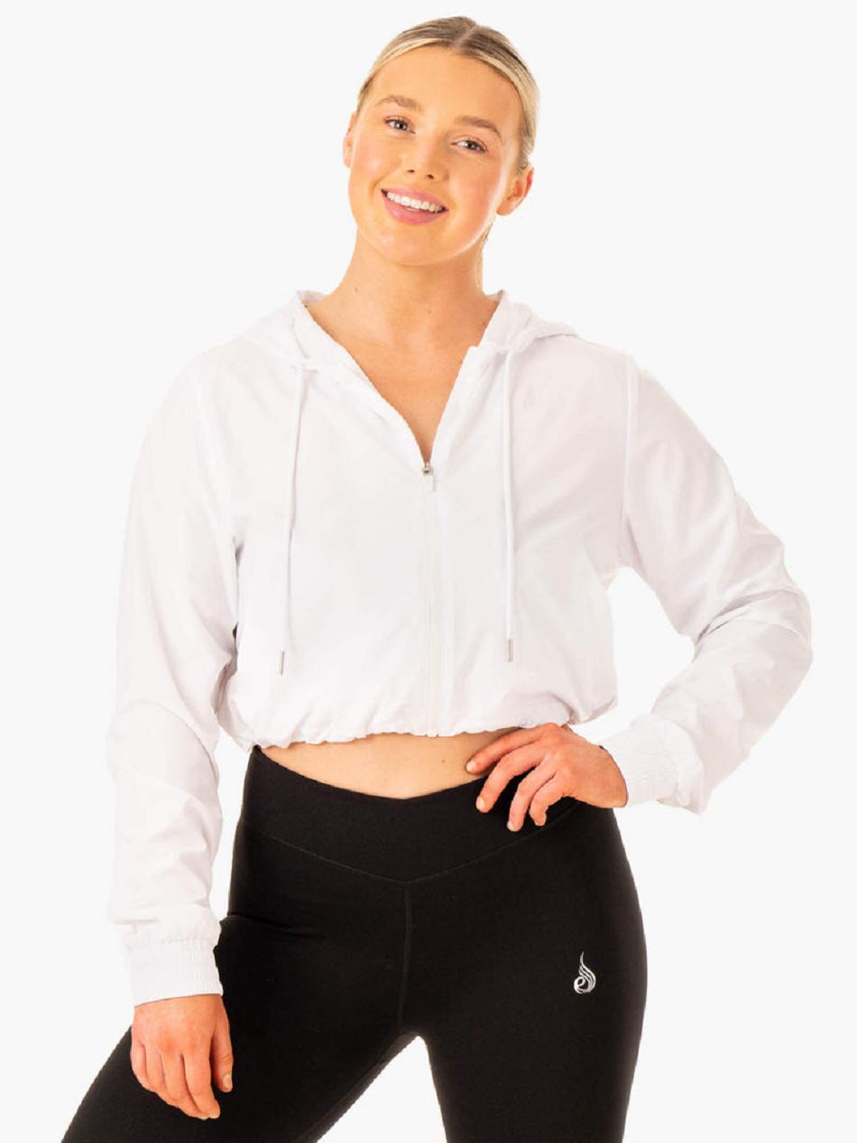 White Women\'s Ryderwear Element Windbreaker Top | 68YR20042