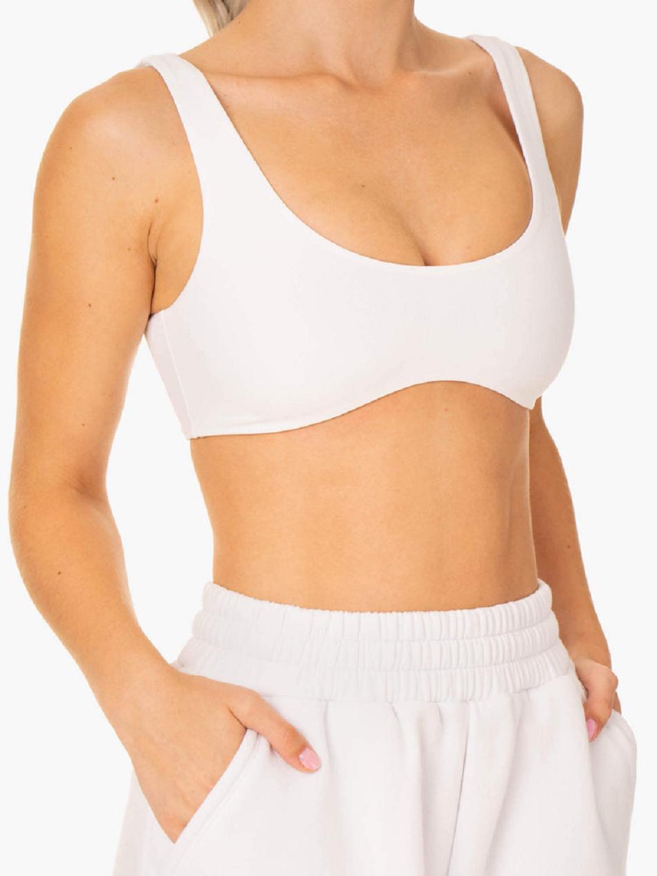 White Women's Ryderwear Elevate Lounge Bra Sports Bras | 107Y16688